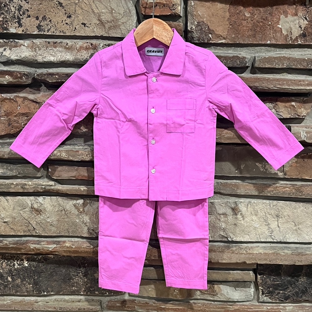 Graviet Kids Lavender Pink Pajama Set 100% Cotton 3T-4T